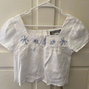 Reformation white linen top XS